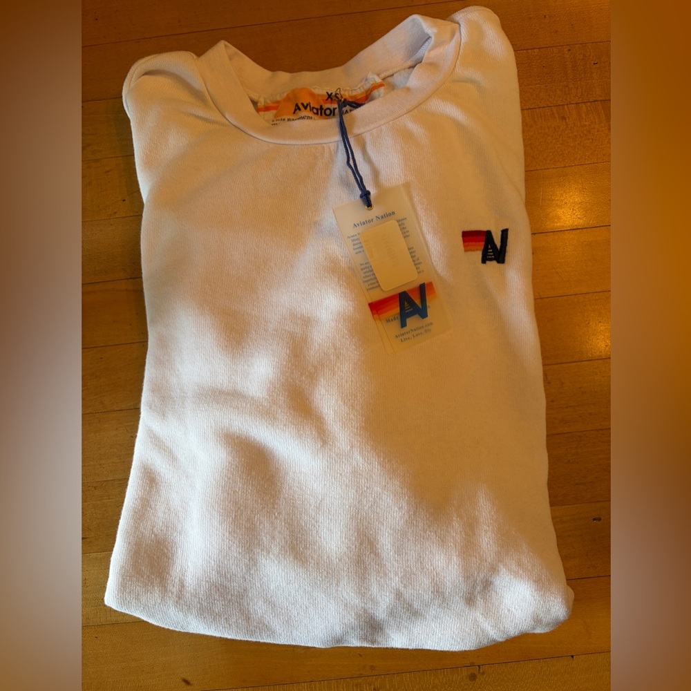 Aviator Nation White Checked Crew Sweatshirt
